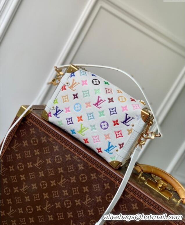 Best Price Louis Vuitton LV x TM Side Trunk MM Shoulder Bag in Cowhide M14046 White/Multicolored 2025