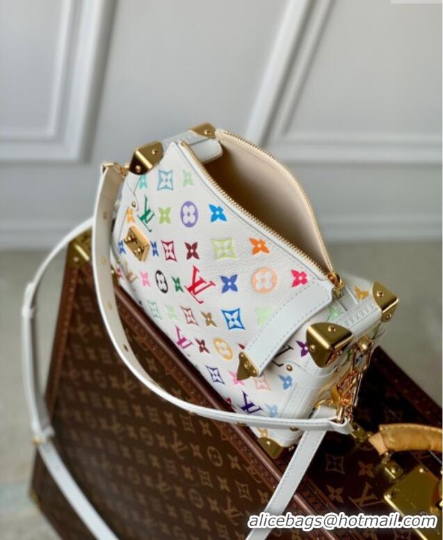 Best Price Louis Vuitton LV x TM Side Trunk MM Shoulder Bag in Cowhide M14046 White/Multicolored 2025