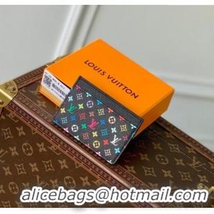 Top Grade Louis Vuitton LV x TM Card Holder Wallet in Multicolored Monogram Canvas M13403 Black 2025