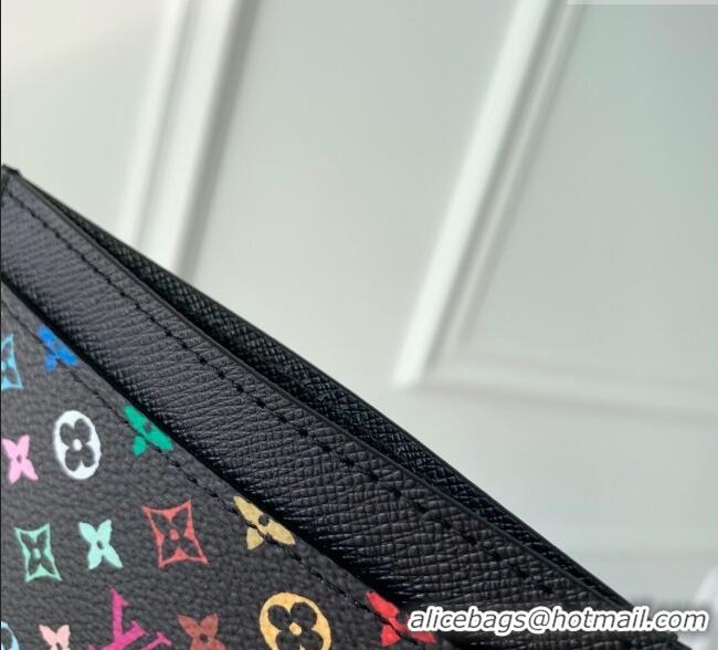 Top Grade Louis Vuitton LV x TM Card Holder Wallet in Multicolored Monogram Canvas M13403 Black 2025