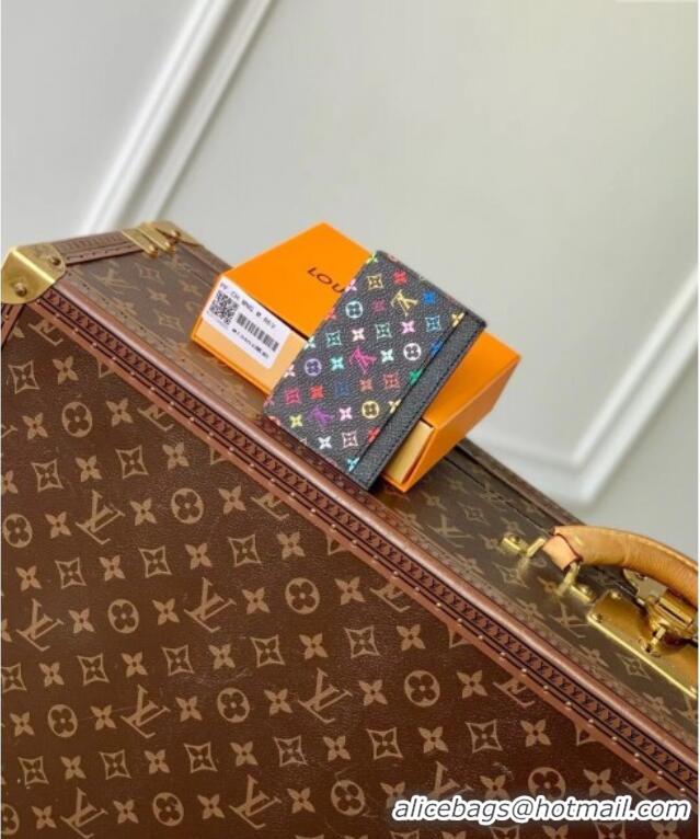 Top Grade Louis Vuitton LV x TM Card Holder Wallet in Multicolored Monogram Canvas M13403 Black 2025