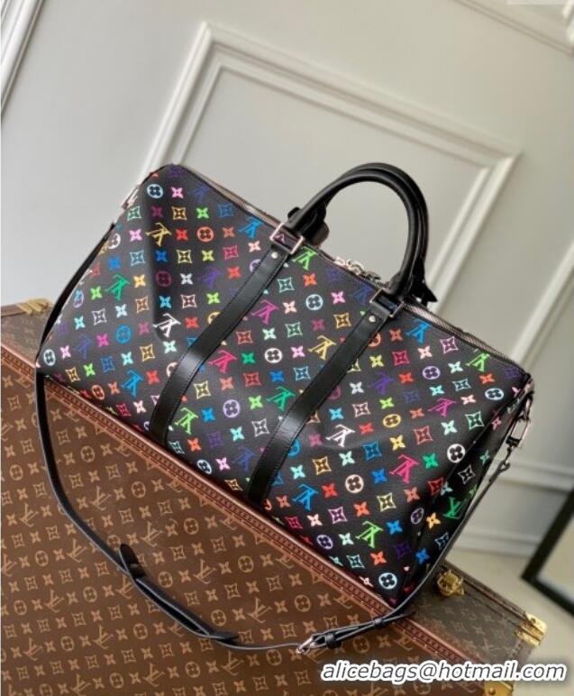 Super Quality Louis Vuitton LV x TM Keepall Bandouliere 50 Travel in Multicolored Monogram Canvas M13745 Black 2025