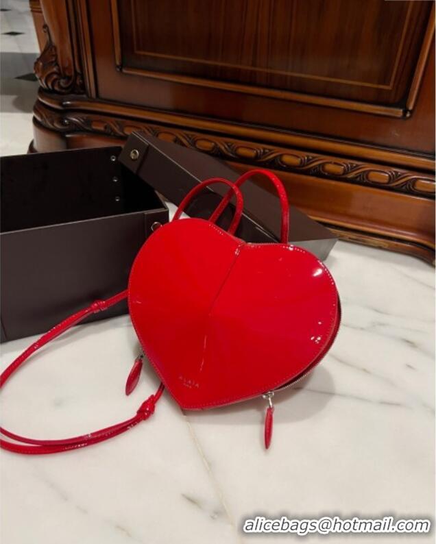 Buy Free Shipping Alaia Le Cœur Heart Bag in Patent Calfskin 0527 Red 2024