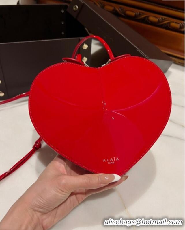 Buy Free Shipping Alaia Le Cœur Heart Bag in Patent Calfskin 0527 Red 2024