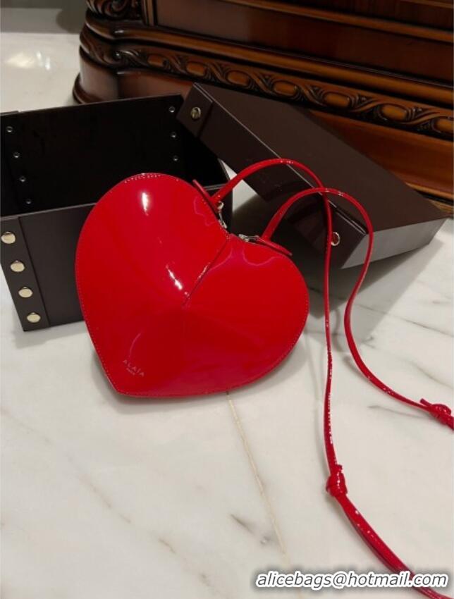 Buy Free Shipping Alaia Le Cœur Heart Bag in Patent Calfskin 0527 Red 2024