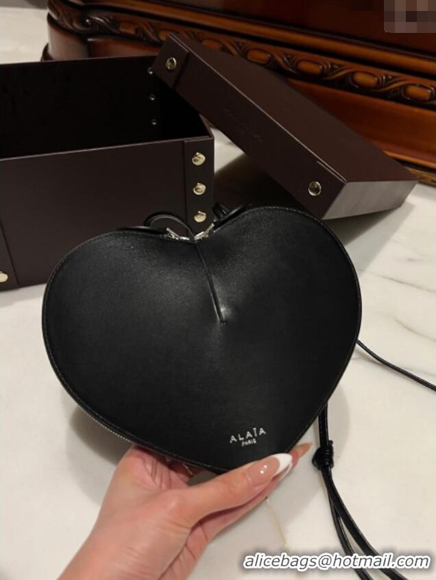 Inexpensive Alaia Le Cœur Heart Bag in Calfskin Leather 0528 Black 2024