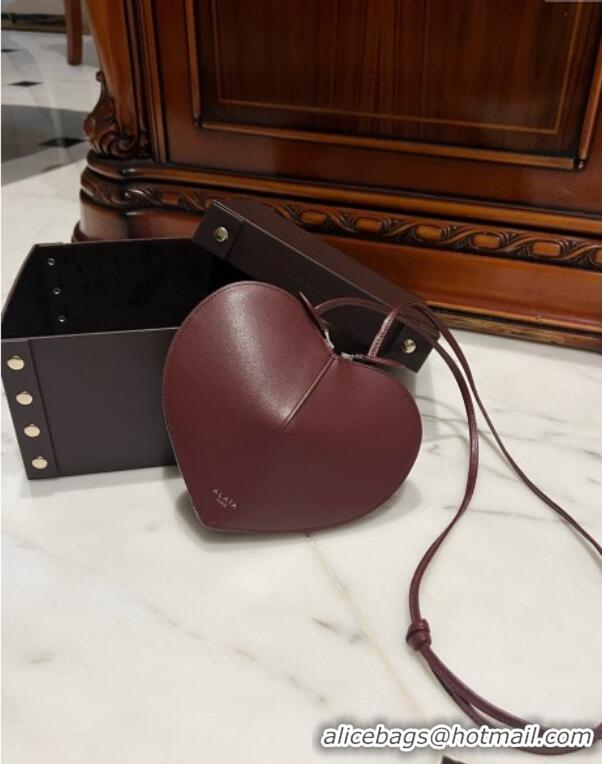 Famous Brand Alaia Le Cœur Heart Bag in Calfskin leather 0527 Dark Burgundy 2024