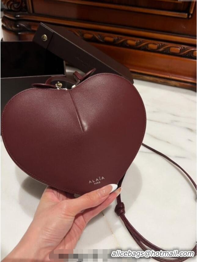 Famous Brand Alaia Le Cœur Heart Bag in Calfskin leather 0527 Dark Burgundy 2024