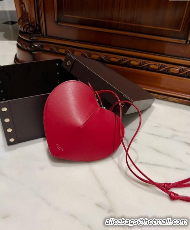 Top Quality Alaia Le Cœur Heart Bag in Calfskin Leather 0527 Red 2024