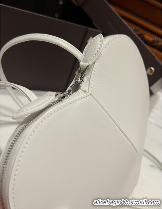 Shop Grade Alaia Le Cœur Heart Bag in Calfskin Leather 0527 White 2024