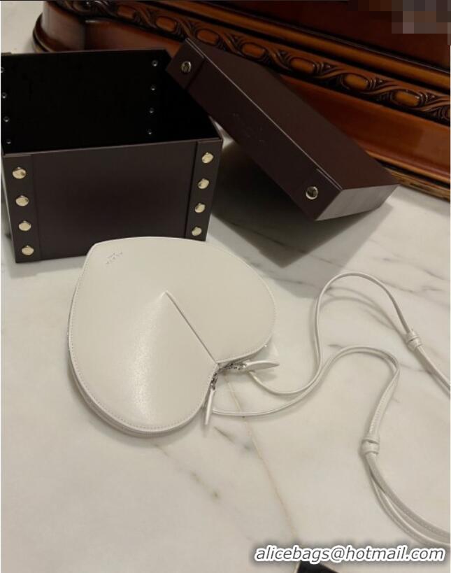 Shop Grade Alaia Le Cœur Heart Bag in Calfskin Leather 0527 White 2024