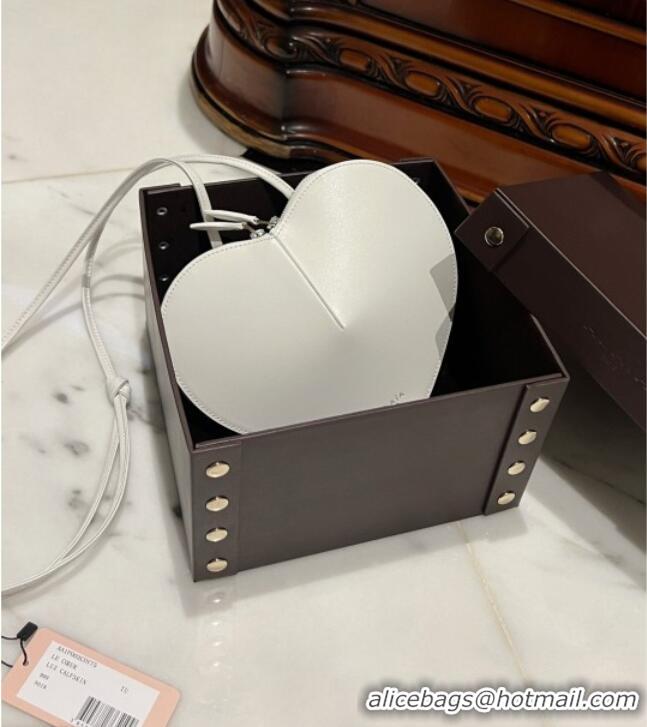 Shop Grade Alaia Le Cœur Heart Bag in Calfskin Leather 0527 White 2024