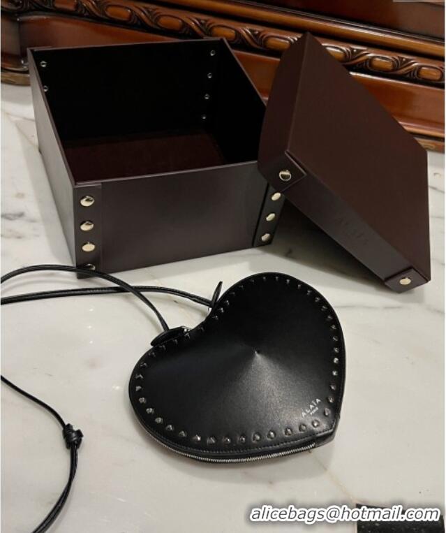 Affordable Price Alaia Le Cœur Heart Bag with Studs 0621 Trim Black 2024