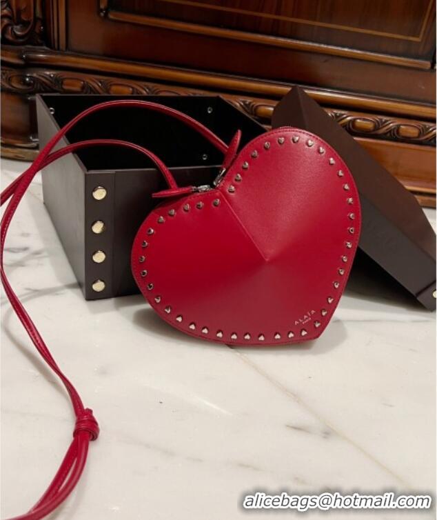 Top Grade Alaia Le Cœur Heart Bag with Studs 0621 Trim Red 2024