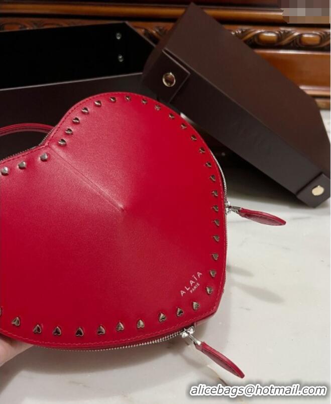 Top Grade Alaia Le Cœur Heart Bag with Studs 0621 Trim Red 2024