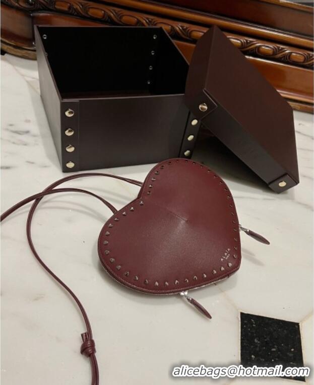 Promotional Alaia Le Cœur Heart Bag with Studs 0621 Trim Burgundy 2024