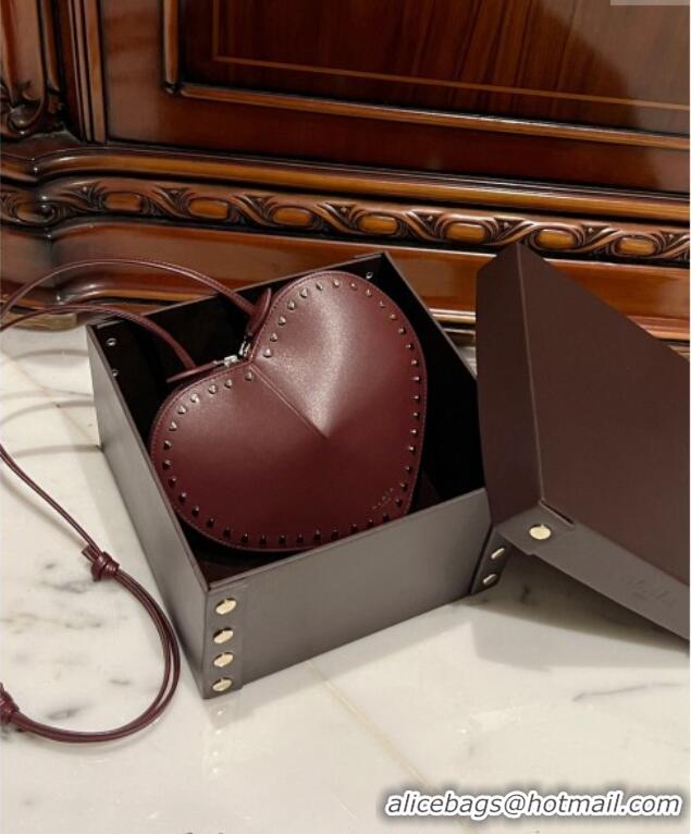 Promotional Alaia Le Cœur Heart Bag with Studs 0621 Trim Burgundy 2024