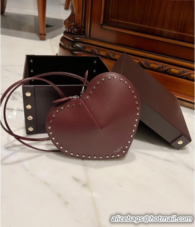 Promotional Alaia Le Cœur Heart Bag with Studs 0621 Trim Burgundy 2024