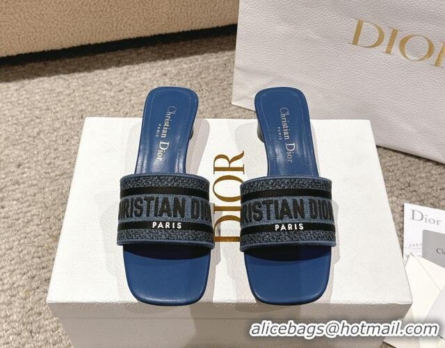 Good Looking Dior Dway Heel Slides Sandal 3.5cm in Classic Embroidered Denim Blue 1231021