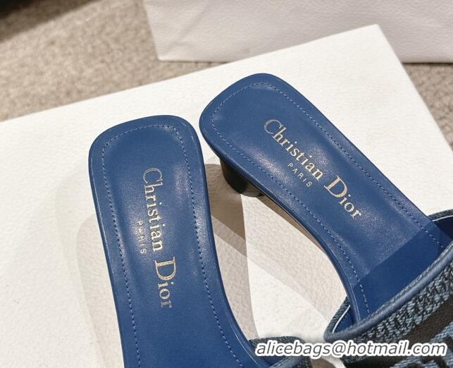 Good Looking Dior Dway Heel Slides Sandal 3.5cm in Classic Embroidered Denim Blue 1231021