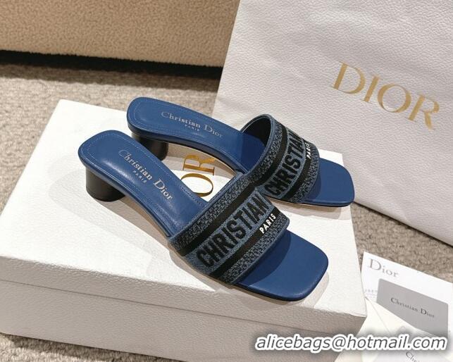 Good Looking Dior Dway Heel Slides Sandal 3.5cm in Classic Embroidered Denim Blue 1231021