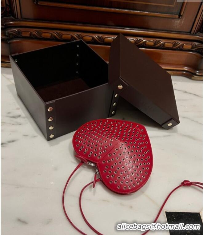 New Design Alaia Le Cœur Heart Bag with Eyelet in Lux Leather 0621 Red 2024