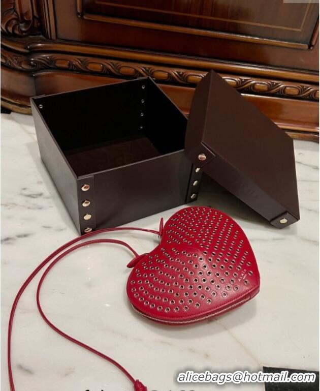 New Design Alaia Le Cœur Heart Bag with Eyelet in Lux Leather 0621 Red 2024