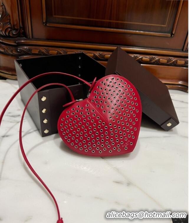 New Design Alaia Le Cœur Heart Bag with Eyelet in Lux Leather 0621 Red 2024