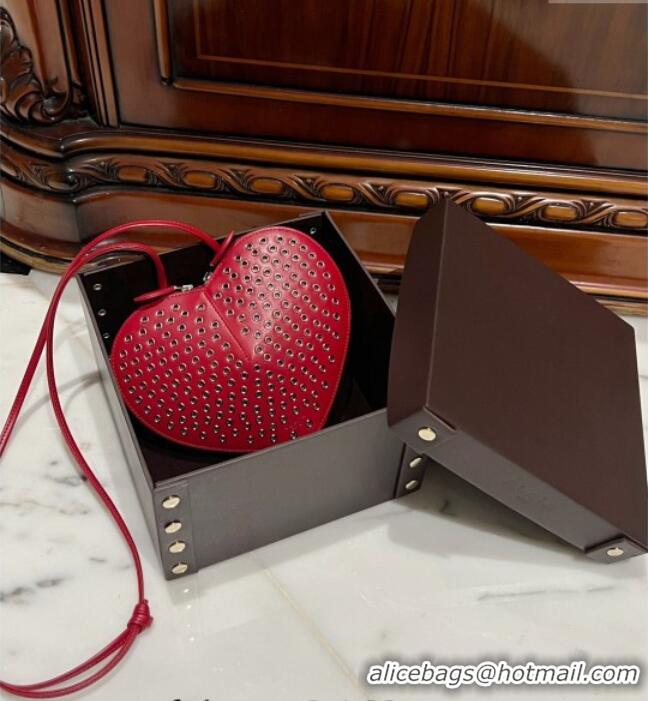 New Design Alaia Le Cœur Heart Bag with Eyelet in Lux Leather 0621 Red 2024