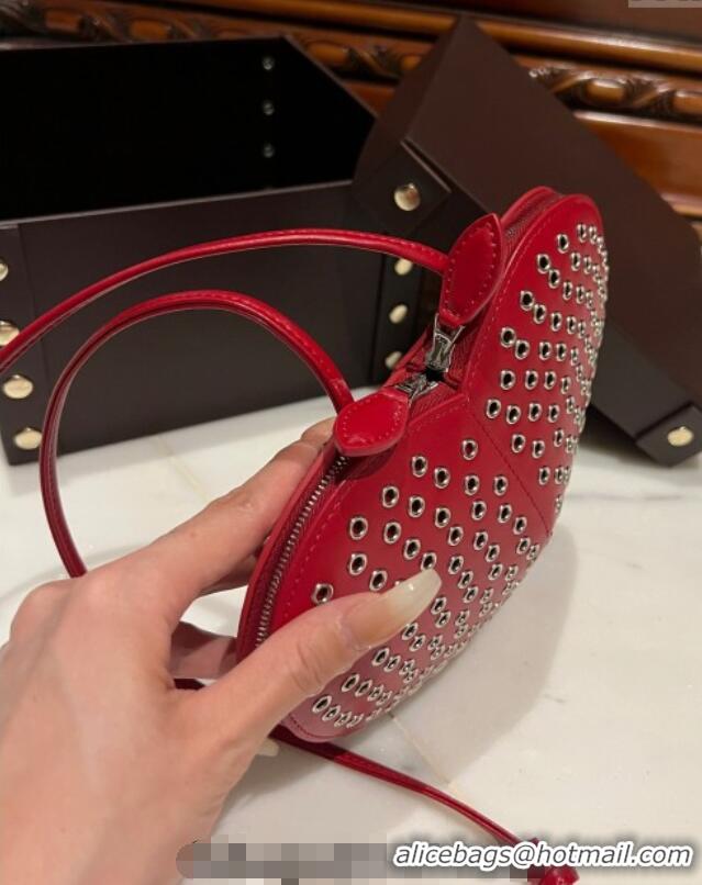 New Design Alaia Le Cœur Heart Bag with Eyelet in Lux Leather 0621 Red 2024