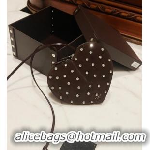 Affordable Price Alaia Le Cœur Heart Bag with Strass Stud Allover in Suede 0808 Brown 2024