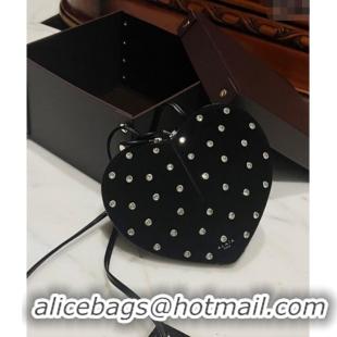 Most Popular Alaia Le Cœur Heart Bag with Strass Stud Allover in Suede 0808 Black 2024