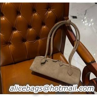 Shop Promotional Alaia Le Tecket Medium Long Shoulder bag in Suede 0808 Beige 2024