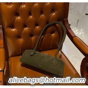 Best Price Alaia Le Tecket Medium Long Shoulder bag in Suede 0808 Green 2024