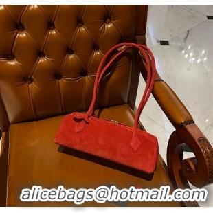 Top Grade Alaia Le Tecket Medium Long Shoulder bag in Suede 0808 Red 2024