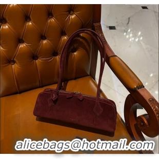 Famous Brand Alaia Le Tecket Medium Long Shoulder bag in Suede 0808 Dark Burgundy 2024