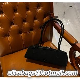 New Design Alaia Le Tecket Medium Long Shoulder bag in Suede 0808 Black 2024