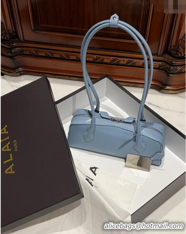 Shop Discount Alaia Le Tecket Medium Long Shoulder bag in Leather 0808 Blue 2024