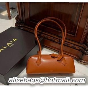 New Design Alaia Le Tecket Medium Long Shoulder bag in Leather 0808 Golden Brown 2024