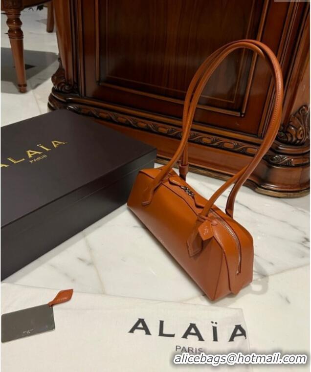 New Design Alaia Le Tecket Medium Long Shoulder bag in Leather 0808 Golden Brown 2024