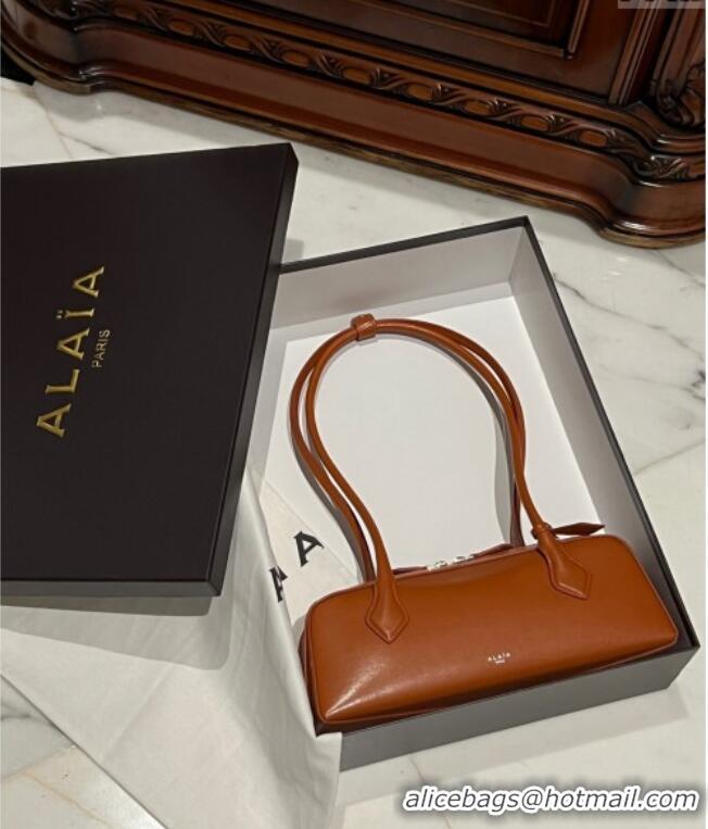 New Design Alaia Le Tecket Medium Long Shoulder bag in Leather 0808 Golden Brown 2024