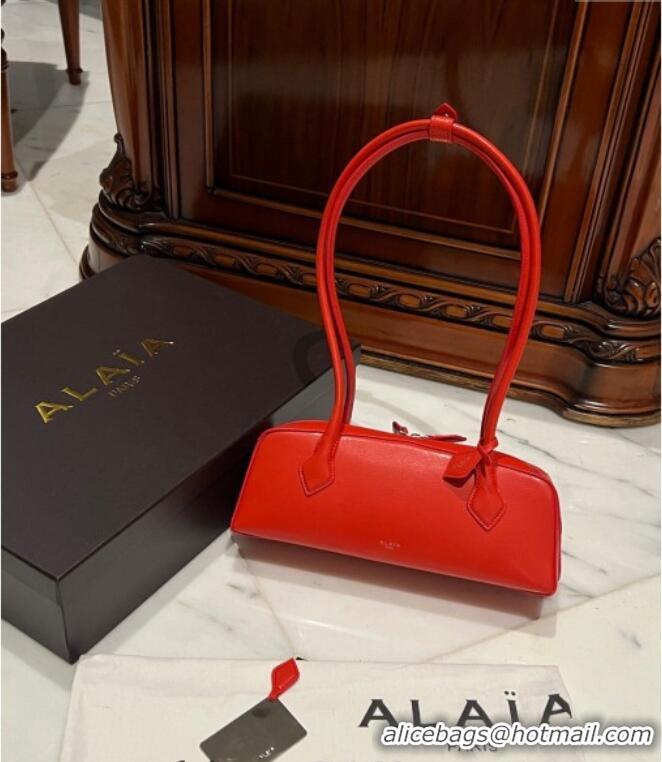 Top Grade Alaia Le Tecket Medium Long Shoulder bag in Leather 0808 Red 2024