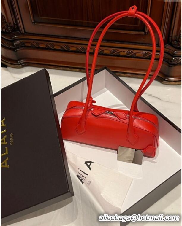 Top Grade Alaia Le Tecket Medium Long Shoulder bag in Leather 0808 Red 2024