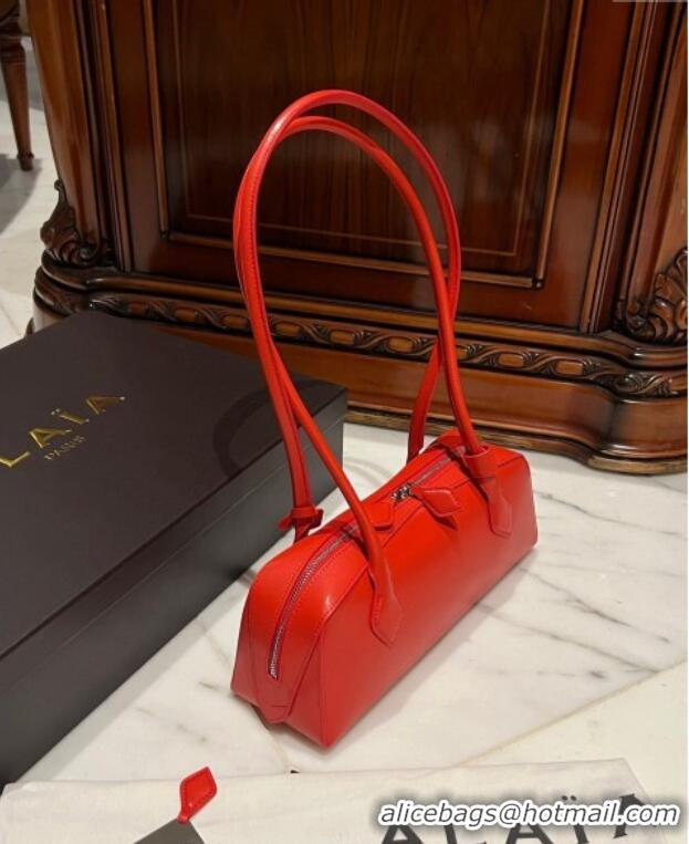 Top Grade Alaia Le Tecket Medium Long Shoulder bag in Leather 0808 Red 2024