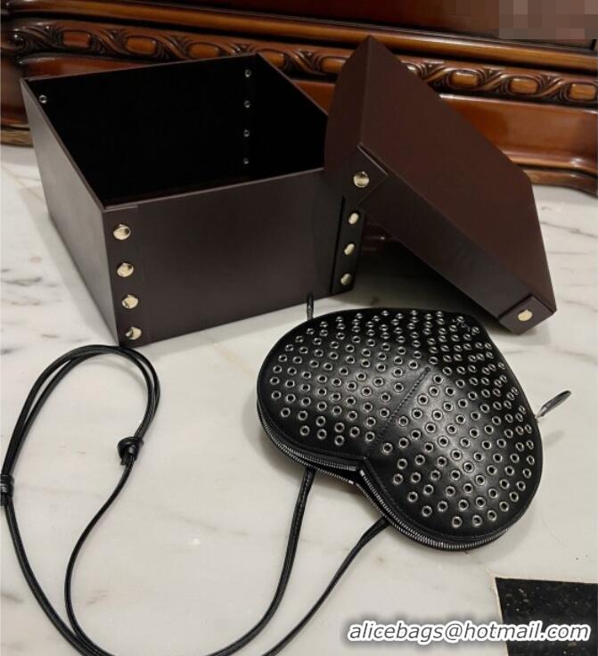 Good Product Alaia Le Cœur Heart Bag with Eyelet in Lux Leather 0621 Black 2024