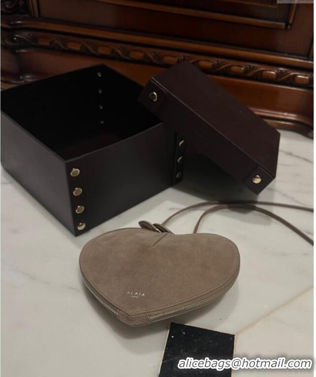 Unique Discount Alaia Le Cœur Heart Bag in Suede 1030 Grey 2024