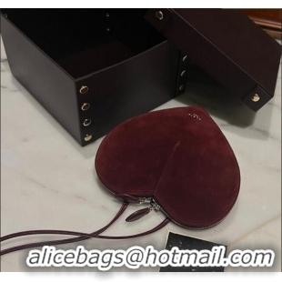 Well Crafted Alaia Le Cœur Heart Bag in Suede 1030 Burgundy 2024