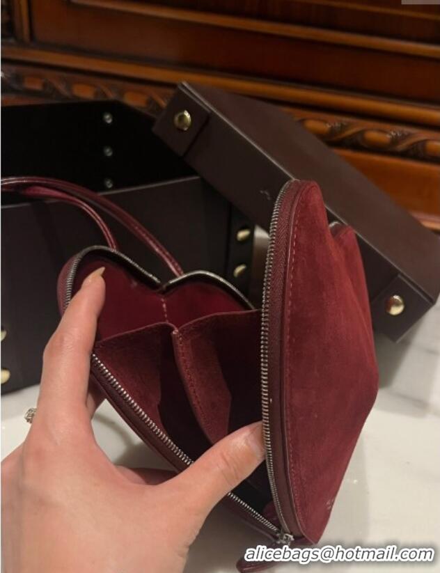 Well Crafted Alaia Le Cœur Heart Bag in Suede 1030 Burgundy 2024