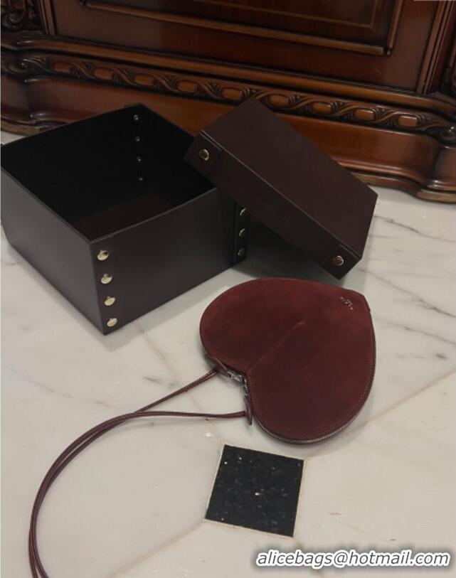 Well Crafted Alaia Le Cœur Heart Bag in Suede 1030 Burgundy 2024