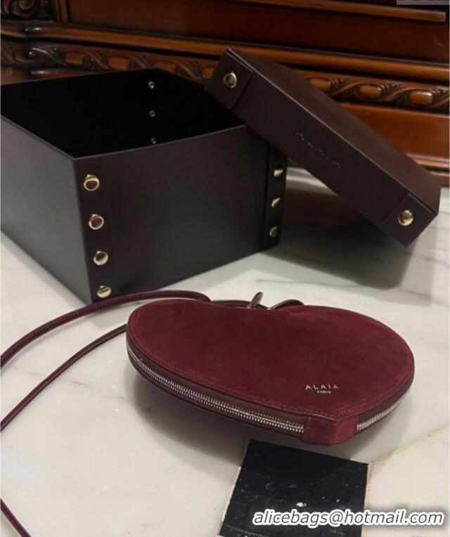 Well Crafted Alaia Le Cœur Heart Bag in Suede 1030 Burgundy 2024